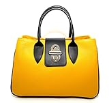 Woman Bag Arno, genuine Leather, Made in Italy, CREEO, Navy Blue (Navy Blue) (Yellow)