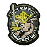 Yoda Protect Us Glow In The Dark Light Saber Star Wars PVC Rubber Morale Patch, Velcro Morale Patch by NEO Tactical Gear