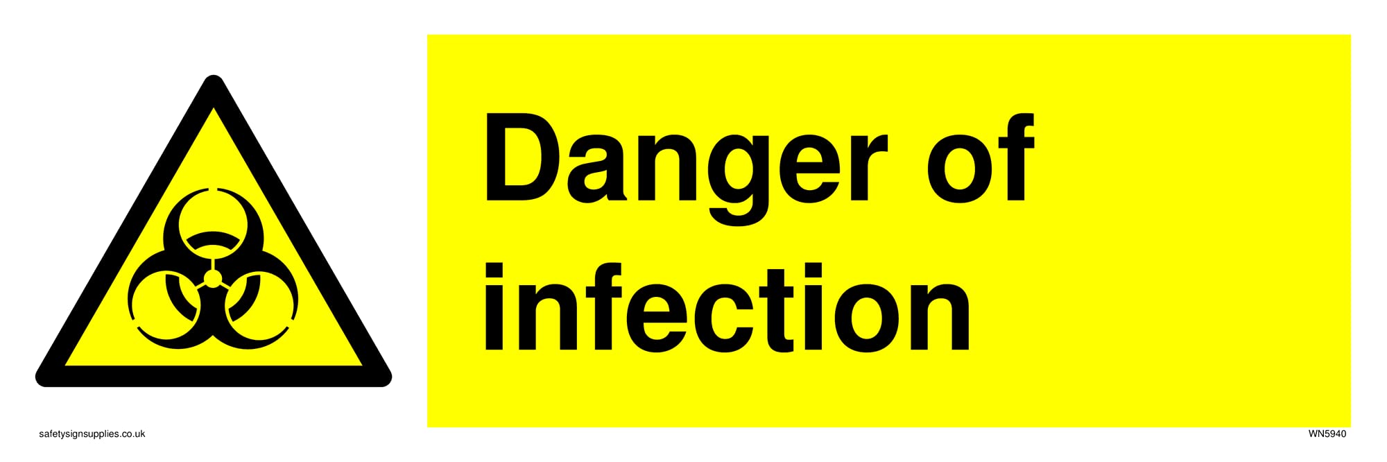 Danger of infection with biological hazard symbol. Sign - 300x100mm - L31