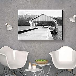 Floating Framed Canvas Wall Art for Living Room, Bedroom Black and White Building Canvas Prints for Home Decoration Ready to Hang - 16x24 inches