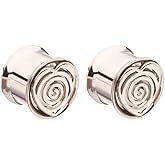 Pierced Owl 316L Stainless Steel Spiral Heart Double Flared Plugs, Sold as a Pair