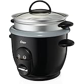 Oster Titanium Infused DuraCeramic 6-Cup Rice & Grain Cooker with Steam Tray, Silver/Black (CKSTRC61K-TECO)