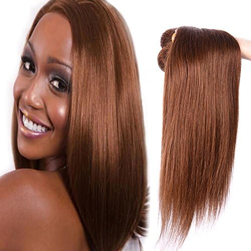 Black Rose 8A Grade Pure Color 4# Medium Brown Silky Straight Huamn Hair 3 Bundles 300Gram Peruvian Virgin Chestnut brown Hair Weaves for Fashion Women (4#, 16" 18" 20")