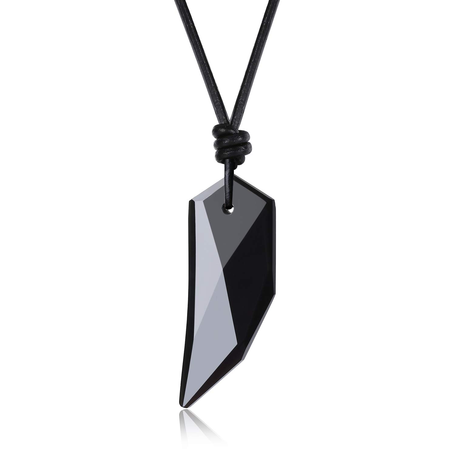 COAI Wolf Tooth Amulet Black Obsidian Stone Pendant Necklace for Men Women