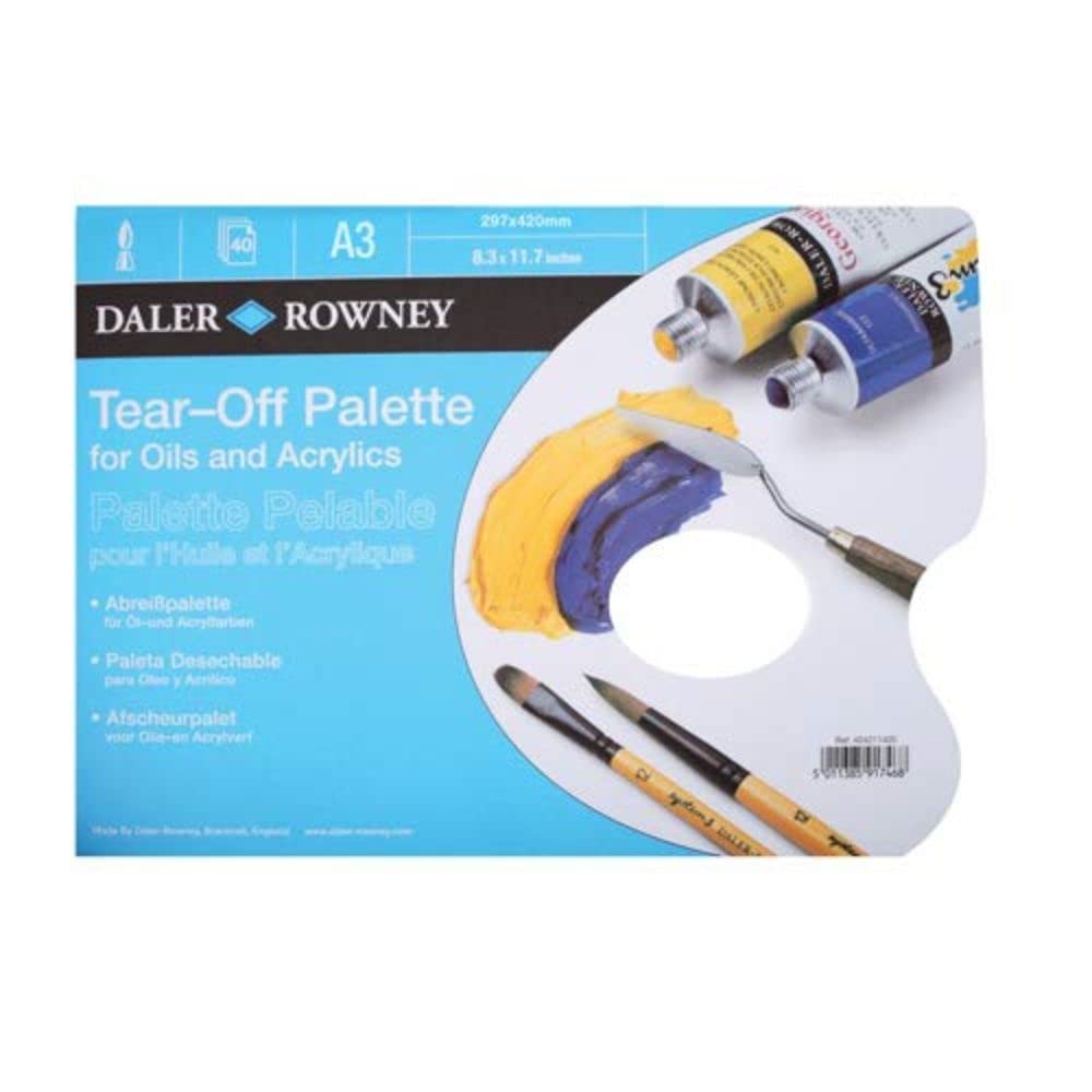 Daler-Rowney Tear Off Palette for Oil & Acrylic A3 Size, 40 Sheets, Ideal for Artists, Students & Hobbyists
