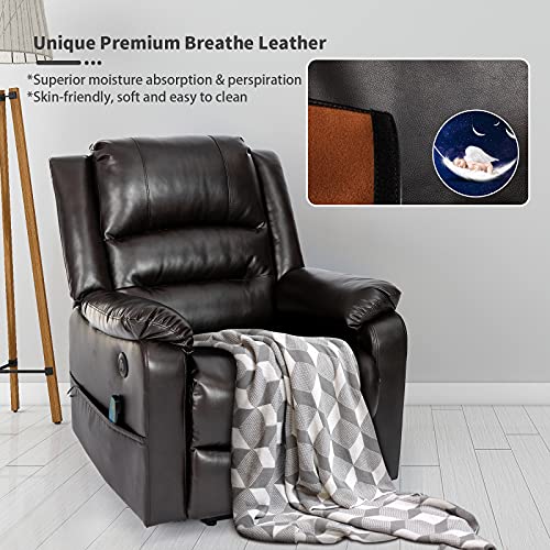 Vicluke Breath Leather Power Lift Recliner Chair with Massage and Heat for Elderly, Electric