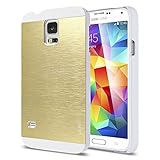 Galaxy S5 Case, ULAK Slim 2in1 Hybrid Dual Layer Protective Brushed Hard Case Cover Scratch Resist Metallic Bumper Case for Samsung Galaxy S5 / Galaxy SV (2014) White+Champagne Gold