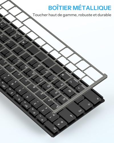 OMOTON Clavier Bluetooth pour Mac, Clavier sans Fil Métal Rechargeable Multi-dispositifs avec 3 Canaux Bluetooth pour Apple Mac Pro/Mini, MacBook Pro/Air, iMac, AZERTY Français