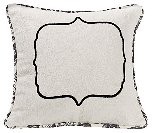 HiEnd Accents FB4162P1 Augusta Matelasse Reversible Pillow with Embroidery Detail, 18