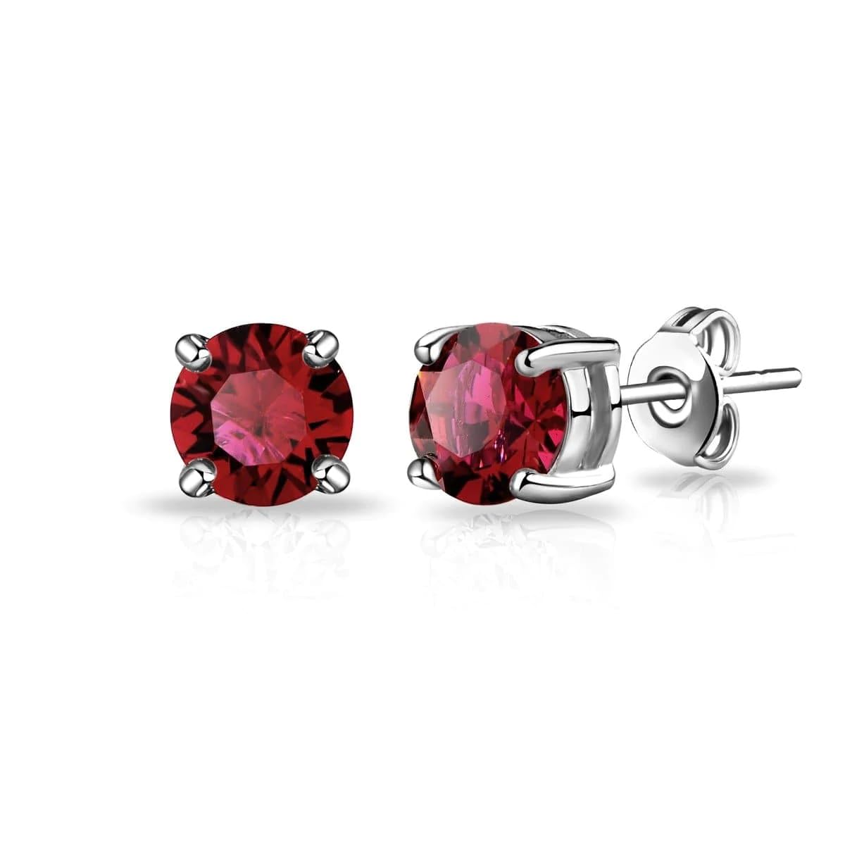 Philip Jones Dark Red Stud Earrings Created with Zircondia® Crystals