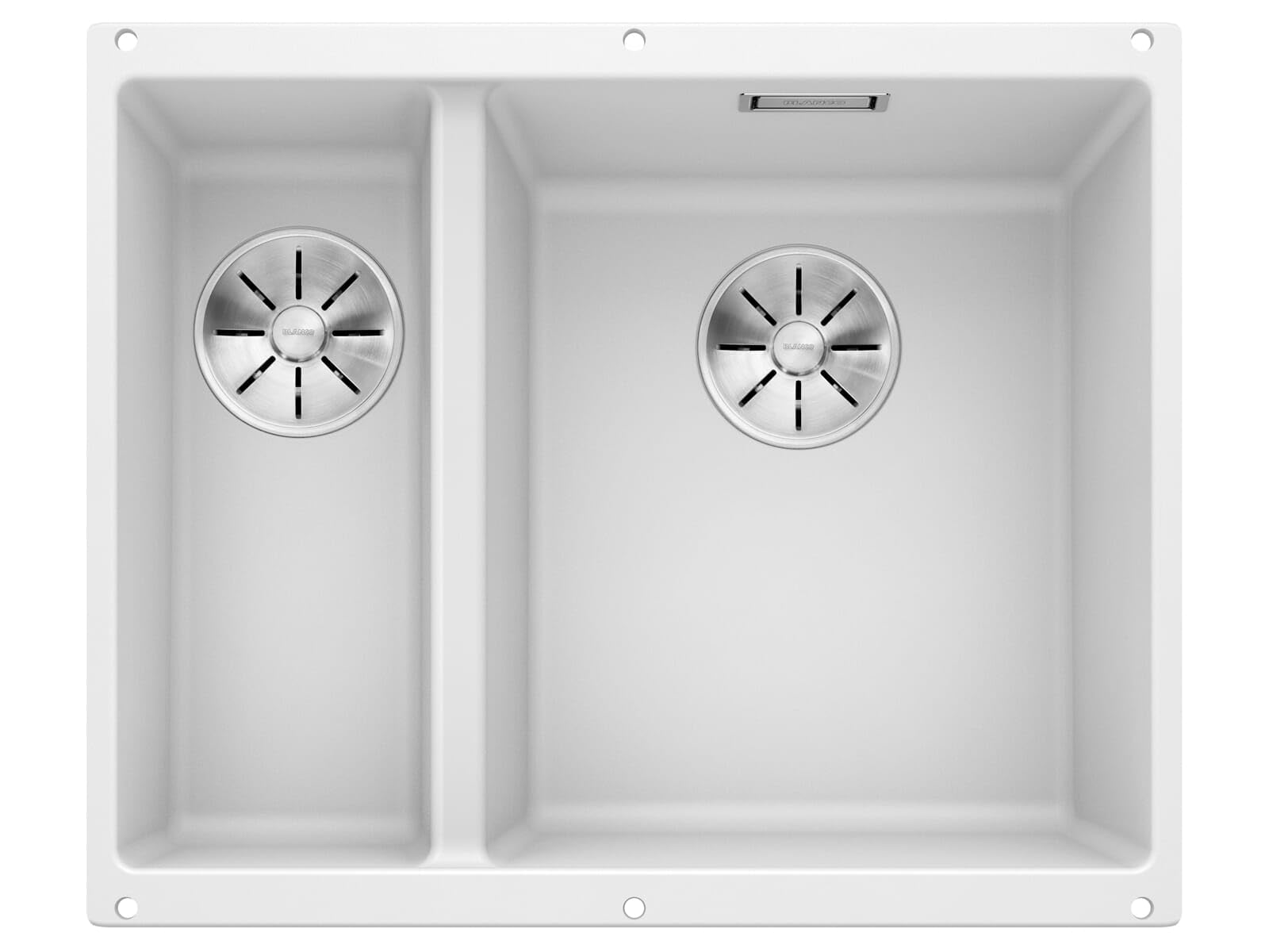 BLANCO SUBLINE 340/160-U – Undermount Double Bowl Kitchen Sink for 60 cm Wide Base Units – Made of SILGRANIT – White – 523562