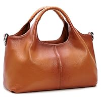 Iswee Handbags for Women Fashion Genuine Leather Shoulder Top-handle Purse For Ladies Tote Bag Hobo Bags Satchel Designer (Sorrel)