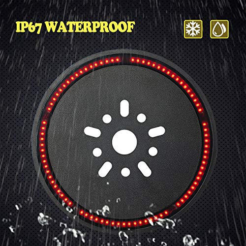 Spare Tire Brake Light for Jeep Wrangler JK JKU(2007-2017), Third 3rd Brake Tail Lamp, Round Stop Lights, Red LED Wheel Ring Lights, Black Exterior