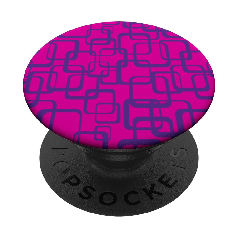 Retro MCM Square Motif Vintage Pattern 5 Magenta PopSockets Swappable PopGrip