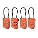 TSA Approved Cable Luggage Locks, Re-settable Combination with Alloy Body, Orange 4 Locks.