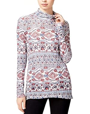 Womens Printed Linen Blend Casual Top