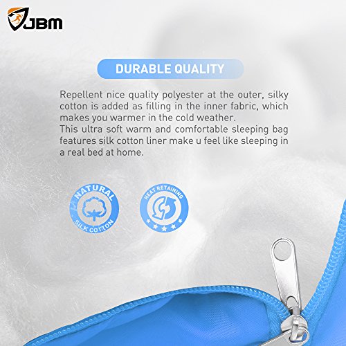 JBM Sleeping Bag with Compact Bag in 4 Seasons Multi Colors Blue Green Insulated Waterproof and Repellent Semi Rectangular Printed Pattern (Blue, 15℃/60℉) - Thumbnail 7