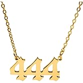 RUIFUU 18K Gold Plated Dainty 444 Necklace for Women,Angel Number Necklace 444 Choker Necklace Lucky Number Necklace Custom Y2K Gifts for Women