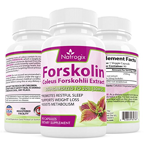 Natrogix 250mg Forskolin Coleus Forskohlii Root Extract Dietary Supplement for Weight Loss, 90 Capsules Natrogix 250mg Forskolin Coleus Forskohlii Root Extract Dietary Supplement for Weight Loss, 90 Capsules