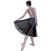 Tacherlia Ballet Skirt 27.5 Inches Long 2-Layers Tulle Pull on Mid-Rise Elastic Waistband