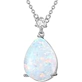 EUSJ 925 Sterling Silver Dainty Oval/Marquise/Drop/Pear/Rhombus Opal Simple Pendant Necklace for Women, Fashion Necklace for Women Mother - Endless Love, Birthday Gift, with 18+2inch