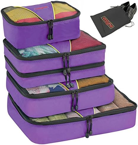Packing Cubes 4-pcs Set, Luggage Travel Organizer Bags with a Free Laundry/shoe Bag
