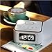Homtime Alarm Clock with Radio - Wireless Charger Bluetooth Speaker and Dimmable USB Charging Port Hands-Free for Bedroom Office Home Hotel White