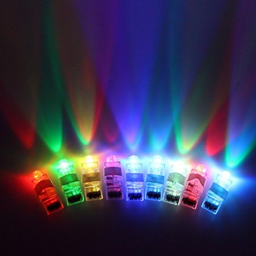 Midafon Flashing Colorful 100 Pieces Bright LED Finger Flashlights Lamps Light up Toys Party Favors Assorted Color (White)