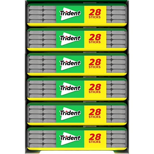 TRIDENT SPEARMINT SUGAR-FREE CHEWING GUM, 6 POCKET PACKS OF 28 PIECES (168 TOTAL PIECES)