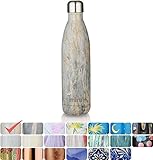 MIRA Vacuum Insulated Travel Water Bottle | Leak-proof Double Walled Stainless Steel Cola Shape Sports Water Bottle | No Sweating, Keeps Your Drink Hot & Cold | 25 Oz (750 ml) (Gray Orange Granite)
