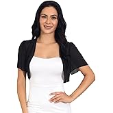 Unicra Women Shrug Soft Chiffon Open Front Bolero Short Sleeve Sheer Cardigan for Evening Dress