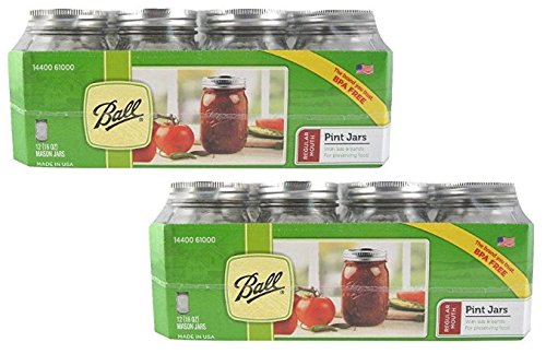 12 Ball Mason Jar with Lid Regular Mouth, 16 oz (2 Packs of 12)