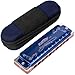 Harmonica Key of C 10 Hole 20 Tone Harmonica C Blues with Case Top Grade Heavy Duty for Professional Player,Beginner,Gift - Blue