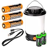 Fenix CL30R 650 lumen USB rechargeable camping lantern / work light (Black body) , 3 X 18650 rechargeable batteries with Two back-up use EdisonBright CR123A Lithium Batteries