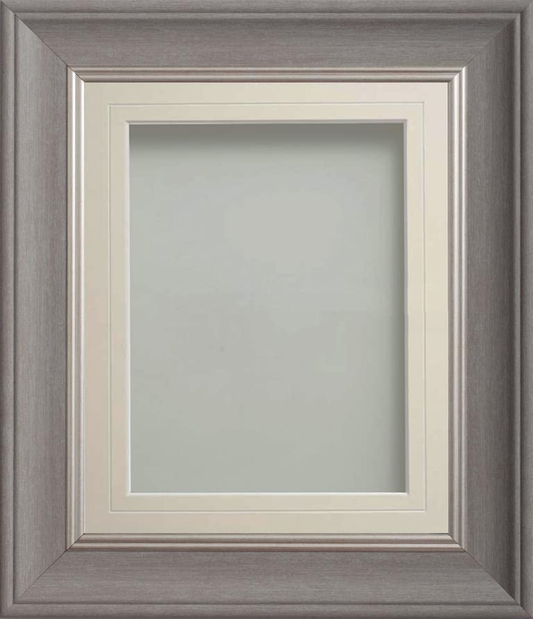 Frame Company Drummond Gunmetal Grey Photo Frame, Ivory V-Groove Mount, 9x7 for 7x5 inch, fitted with perspex