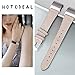 Mornex Replacement Leather Band Compatible with Fitbit Charge 2, Classic Genuine Leather Wristband for Men Women(Beige-Silver Buckle)