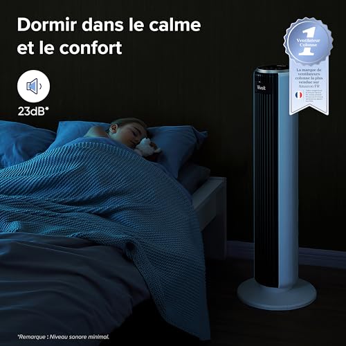 LEVOIT Silent Column Fan, 5 Speeds 4 Wind Modes, Remote Control, 12H Timer, 90 Degree Oscillating with 7 m/s, 33 W Economy, with Standby Mode Stand Fan 92 cm