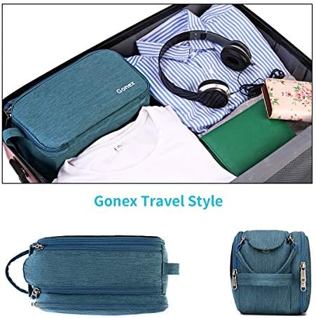 Gonex Travel Toiletry Bag with Dual-Way Zippers Dopp Kit for Men Women Toiletries Makeup Bag Cosmetic Organizer Shaving Bag for Business Trip (Blue) 7 Gonex Travel Toiletry Bag with Dual-Way Zippers Dopp Kit for Men Women Toiletries Makeup Bag Cosmetic Organizer Shaving Bag for Business Trip (Blue)