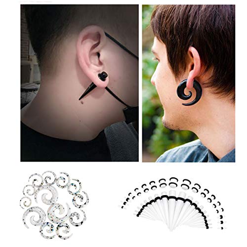 JDXN 52 Pieces Acrylic Gauge Kit Spiral Tapers Tunnels and Plugs 14G