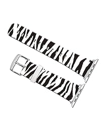 correas de iWatch 38 mm., 41.6 yard correa de piel auténtica muñeca correa w plata cierre de metal de repuesto para Apple Watch Todos los modelos   Dobla Black Line en su correas