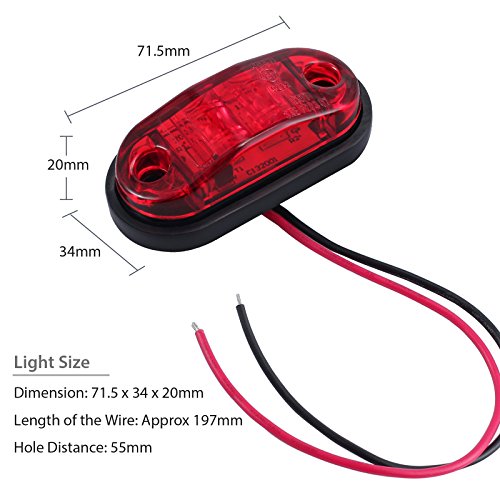 Justech 4pcs Side Marker Lights LED Front Rear Lights Lamps Universal Indicator of Position 12V 24V with Red Bulbs for Truck Trailer Van Caravan Lorry Car Bus - Thumbnail 4