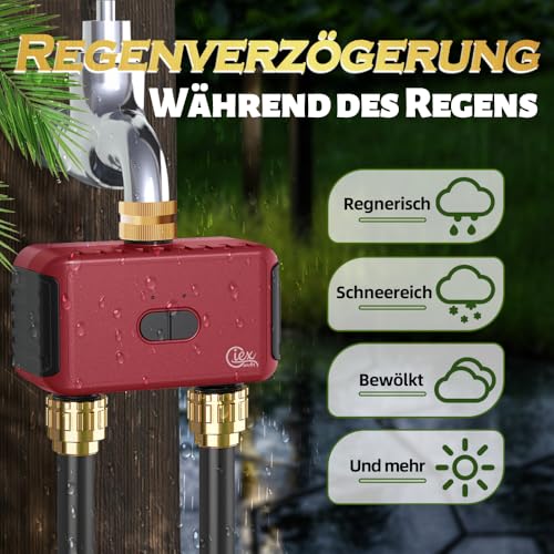 GIEX WiFi Watering Programmer 2 Zones, Intelligent Regulator for Garden Pipes, Compatible with Tuya and Smart Life Apps