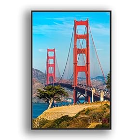 Framed Canvas Wall Art for Living Room, Bedroom Brooklyn Bridge and New York City Canvas Prints for Modern Home Decoration Ready to Hang - 16"x24" inches