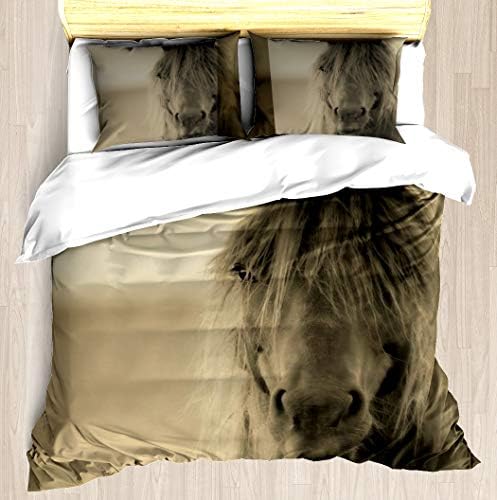 KANGSEA Horse 2 - Old Friends Collection Duvet Cover Set Unique Printed Exclusive Designed Pattern Comforter Bedding Cover Pillow Shams 3 Piece Bed Duvet Cover Queen/Full