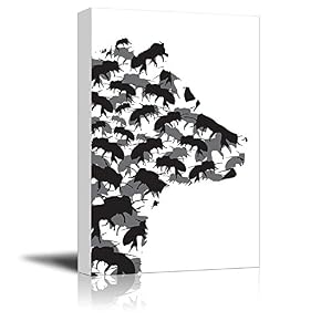 Honey Bear and Bees Silhouette Black and White...