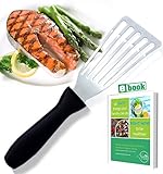Stainless Steel Fish Spatula, Professional Slotted and Angled Turner, Kitchen Tool, Brilliant Seafood and Baking Cooking Utensil, with 6.5 Inch Blade, Comfortable Ergonomic Handle