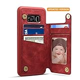 Samsung Galaxy S8 Plus Card Holder Case, Galaxy S8 Plus Wallet Case Spaysi(TM) Slim, Galaxy S8 Plus Folio Leather case 2017, Gift Box, for Galaxy 8 Plus (Red)