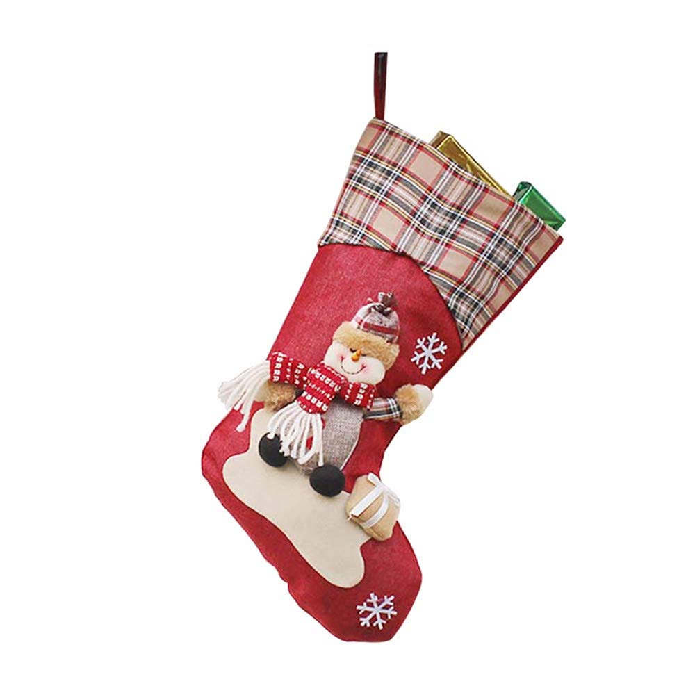 SUNTRADE 18 inch Christmas Stocking 3D Santa, Snowman, Reindeer, Big Stockings Home Party Decoration (B)
