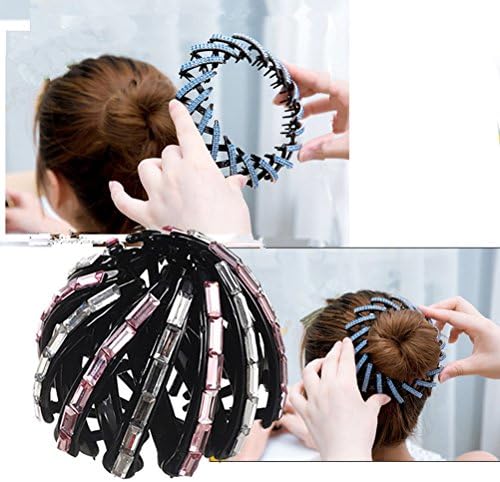 cuhair 2pcs Crystal Magic Fashion Women Girls French Braid Party Twist Braider Roller Hook Bun Maker Hair Styling Tool Hair Accessories