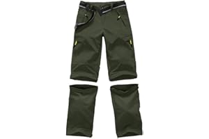ASFIXIADO Boys Cargo Pants Kids' Hiking Quick Dry Lightweight Convertible Youth Waterproof Outdoor Camping Fishing Scout Pants
